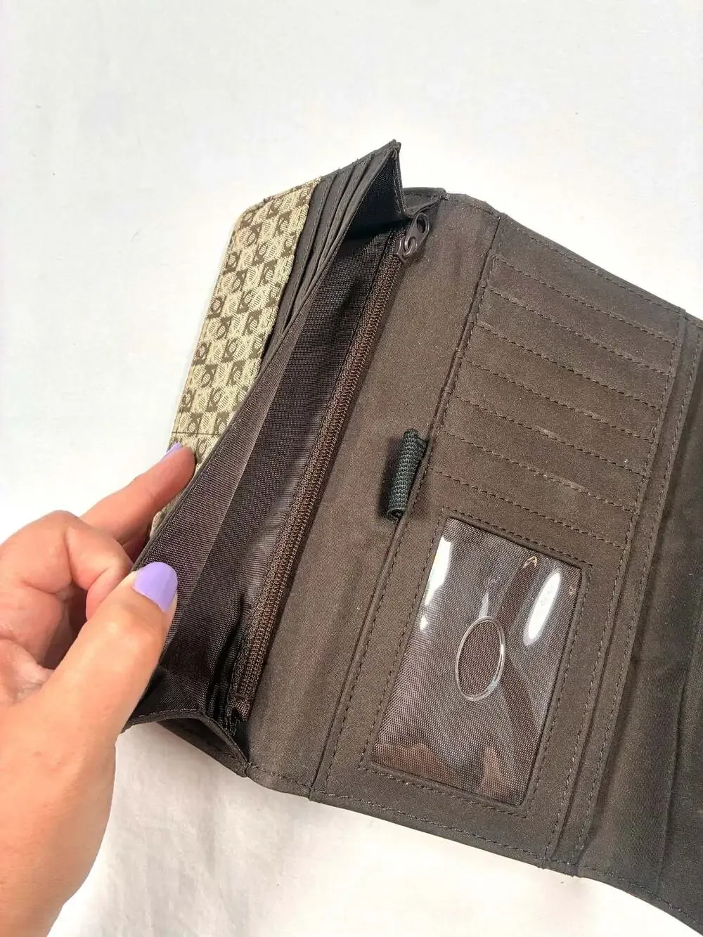 Vintage Y2K Liz Claiborne Denim and Croc Print Trifold Checkbook Wallet